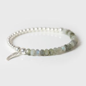 Bracelet à breloques aile d'ange à la mode Bracelets en pierre naturelle à facettes perles de Labradorite Bracelet porte-bonheur pour hommes femmes bijoux énergétiques