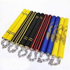 Fashion Arts Nunchaku Foam Dragon Pattern Black Martial Arts nunchucks stainless steel sticks kung fuTrainer For Beginners2884