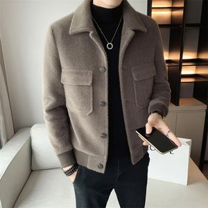 Mode automne hiver court manteau de laine laine hommes coréen vison Imitation veste à la mode vêtements lourds hommes pardessus S-3XL 240111