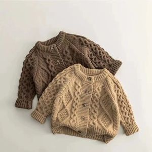 Fashion Baby Girl Boy Knit Cardigan Infant Toddler Child Sweater Autumn Winter Spring Knitwear Coat Clothes 12M7Y 240306