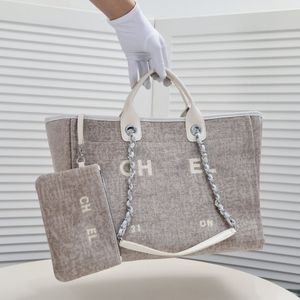 Sac de plage de mode femmes sac fourre-tout sac à main de créateur pour femmes vacances sacs fourre-tout de plage avec chaîne sacs à main pour hommes grand sac à provisions sacs en tissu de coton portefeuille sac à main