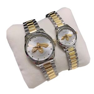 Moda abeja pareja reloj 38MM 28MM mujer hombre relojes montre de luxe diseñador relojes de pulsera de cuarzo cara de gato reloj femenino dama reloj de pulsera