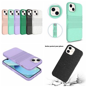 Étuis de téléphone biodégradables à la mode pour iPhone 15 14 Plus Pro Max 13 12 11 I15 Paille de blé écologique respectueux de l'environnement Luxe souple TPU Smart Green Back Case Cover Skin