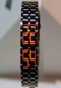 Fashion Black Full Metal Digital Lava Wrist Watch Men RedBlue LED Display Men39s montre des cadeaux pour un garçon masculin Sport Creative Clo9190596
