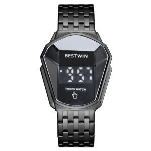 Mode noir entièrement en métal numérique hommes affichage LED rouge montres pour hommes cadeaux pour homme garçon Sport horloge créative