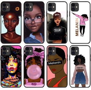 Mode Black Girl TPU Soft Phone Cases pour Iphone 14 13pro Max 12 mini 11 Pro XsMax Xr 7 8Plus Girlfriends Mobliephone Protector Cover