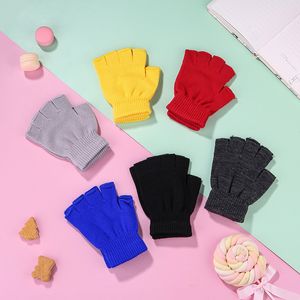 Mode noir court demi-doigt sans doigts tricot poignet gant hiver chaud gants entraînement pour femmes et hommes en plein air gants de cyclisme