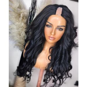 Fashion Bouncy Curly U Parts Human Hair Wigs Brazilian Long Wavy None Lace Front Wig for Black Women Natural Color V Part Wig