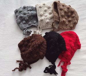 Fashion Boys Girls Crochet Hats Hats Otoño Invierno Niños Pure Color Beanie Beanie Xmas Children Fiesta de tejer Capa Z5007