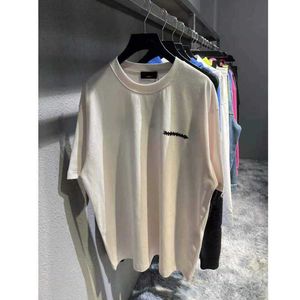 Camiseta de diseñador de marca de moda, cinta de sellado de alta calidad, letra impresa, ropa informal para hombre, Balanciagas en polvo gris