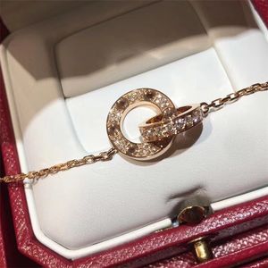 Collier de mode bijoux pour les hommes d'amant Femmes Double Ring Full CZ Two Rows Diamond Pendant Perf