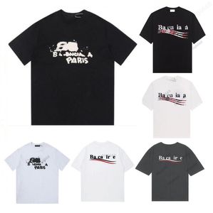 Marca de moda para hombre Camiseta con estampado de letras pegadas Manga corta Ocio Camiseta suelta para mujer High Street Pareja Ropa Top M-3XL / 4XL