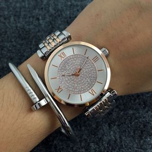Marque de mode montres femmes fille cristal style métal acier bande Quartz montre-bracelet AR08
