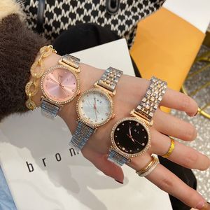 Relojes de marca de moda para mujer y niña, reloj de pulsera con banda de acero de estilo cristalino bonito CHA47