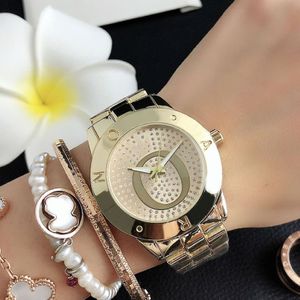 Marque de mode femmes filles cristal Style acier métal bande Quartz montre-bracelet P732850 meilleure qualité