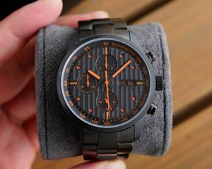 Montre pour hommes d'affaires de mode trois yeux six broches grand cadran tout en acier montre mécanique lueur dans le noir étanche