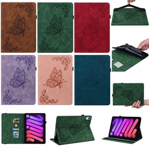 Étui en cuir de fleur de papillon de mode pour Ipad 10.2 11 2021 10.5 Mini 6 1 2 3 4 5 ipad Air 7 8 9 9.7 Pro Retro Business Wallet Frame Pocket Credit ID Card Slot Holder Flip Cover