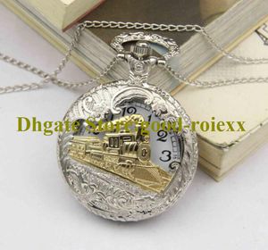 Moda Casual regalo tren reloj de bolsillo para mujer collar accesorios suéter cadena señoras colgante espejo para hombre relojes para mujer AA00203