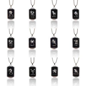 Bijoux de charme de mode en acier inoxydable 12 Constellations collier hommes femmes Vintage titane acier 12 zodiaque pendentif colliers