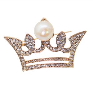Broche de corona de diamantes de aleación de joyería de perlas con dijes de moda joyería de moda para mujeres europeas y americanas