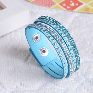 Moda: la pulsera de múltiples capas con diamantes de imitación más barata, pulsera de lujo con diamantes de imitación, brazalete de cuero de una sola envoltura, accesorios de joyería para mujeres
