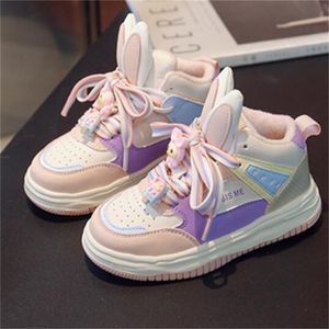 Zapatos deportivos de moda para niños, lindas Orejas de conejo, zapatillas informales para bebés y niñas, zapatillas altas para niños, calzado atlético al aire libre