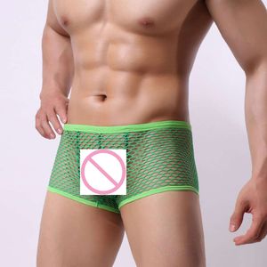 Fashion Classic Men S Underwear Sporty Breathable Mesh Boxer Briefs Sexy Transparent Male Underpants Gay Sissy Shorts HT