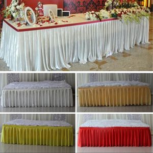 Moda colorida faldas de mesa de seda de hielo camino de tela caminos de mesa decoración mesa de banco de boda cubre el evento corredor largo deco3284