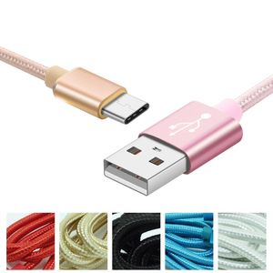 Tipo C Micro USB V8 Cable Android Cargador de carga Carcasa de metal Cable trenzado 1M 2M 3M Cable para Samsung s6 s7 s8 s9 s10 nota 7 8 9 Huawei P