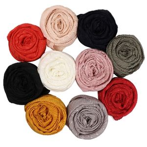 Mode coton froissé Hijabs écharpe plaine plissé châles musulman paillettes Pashmina foulard Turbans enveloppes bandeau