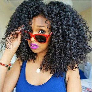 Top qualité afro crépus bouclés perruque simulation cheveux humains crépus bouclés perruques complètes pour les femmes en stock