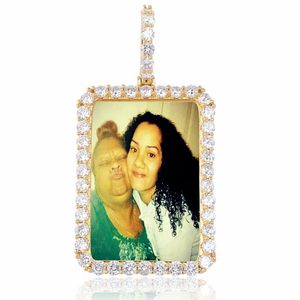 Colliers pendentif photo personnalisés à la mode pour hommes femmes designer de luxe bling diamant cadre photo pendentifs collier ami de mariage cadeau d'amour
