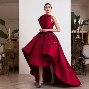 Robes de bal rouge profond à la mode, appliques de perles scintillantes, sans manches, robe de tapis rouge, robes de soirée glamour en satin pour femmes Form321E