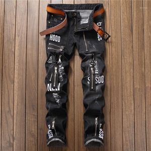 Fashion Design High Quality Jeans Hip Hop Ripped Skinny Denim Biker Men Drop