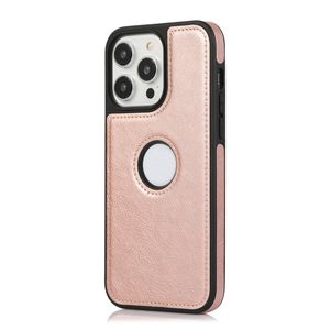 Fashion Design Pu Logo Hollow View Cuir Cas pour Apple 13/14 / 15Promax Mobile Phone Cases Cases Tocohroproping Color Solid Hollow