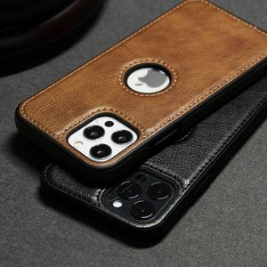 Fashion Design Ultra Thin Slim Leather Phone Case pour iPhone 14 13 12 11 Pro Max XS XR X SE 7 8 Plus Couverture arrière Soft Business Business Business Business Bust