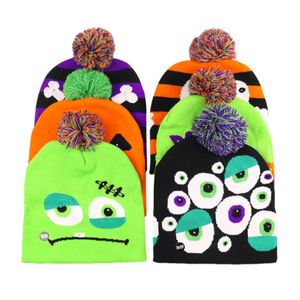 Chapeaux de créateurs de mode LED Halloween Pumpkin Hat avec balle Bleie tricot chapeaux fête pour enfants adultes décoration de capuchon d'hiver Men et femmes Q165