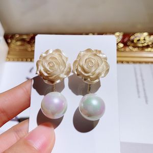 Diseñador de moda de lujo lindo elegante flor perla colgante gota pendientes colgantes tipo araña para mujeres niñas