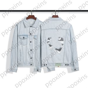 Diseñador de moda Chaqueta para hombre Marca Tide de alta calidad Bloques de construcción pintados a mano tridimensionales Flechas superpuestas Lavado Old Denim