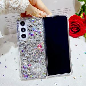 Cas de téléphone de créateur de mode pour Samsungs Galaxy Z Flip 5 4 3 5G Z Fold 5 Z Fold3 Fold4 Diamond Rhinestone Luxury Luxur