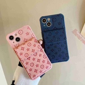 Fundas para teléfonos de diseñador de moda iphone 14 pro max 13 12 11 7 8 plus x xs xr xsmax Old Flower Case 13promax Card Case Holder