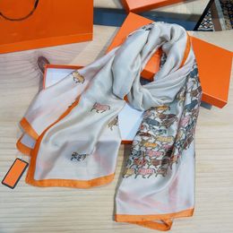 Foulard en soie de créateur de mode pour femmes écharpe de luxe classique printemps 180*90 foulards en soie doux de haute qualité dame châle 17 style