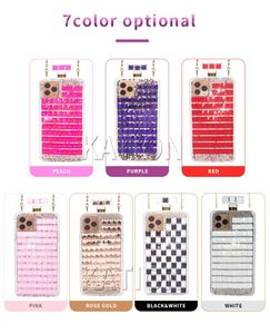 Mode diamant bouteille de parfum adapté Téléphone Cas Pour LG K51 Stylo 6 5 4 MOTO G stylet Femmes Bing Strass Aristo5 K31 K40 iPhone 13 Pro Max Couverture Arrière