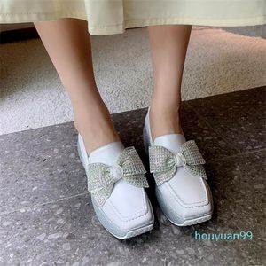 Chaussures habillées à la mode PXELENA haute qualité en cuir véritable femmes mocassins plate-forme compensée talons semelle épaisse doux confort nœud nœud sans lacet dame