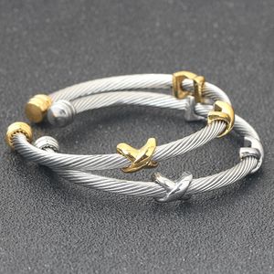 Moda Dy Twisted Bracelet Clásica Bracelets Diseñadora para mujeres Joyas de moda Gold Sier Pearl Cross Diamond Hip Joya caliente Boda de joyas para novia