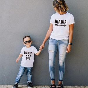 Mode famille correspondant t-shirt court maman et fille fils lettres maman garçons vêtements litte bébé enfants tenues Look Tops 240301