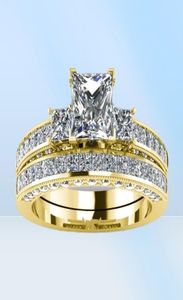 Fashion Gold Gold Bridal Boded Ring Juego de joyería de oro de moda Cz Cz Stone Engagement Anillos para mujeres8740621