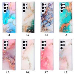 Flow Flow Marble Soft Imd Tpu Cases para iPhone 15 14 Plus 13 Pro Max 12 11 Samsung S23 Ultra S22 Rock Stone cromado cromado Capacidad de portada de teléfono dorado metálico