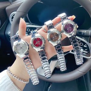 Fashion Full Brand Wrist Watches Women Girl Flower Dial Band de acero Metal Quartz Luxury With Logo Clock DI35