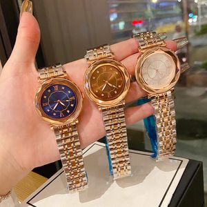 Fashion Full Brand Wrist Watches Women Girl Diamond Dial Dial Style Steel Metal Band Quartz Luxury Clock DI43